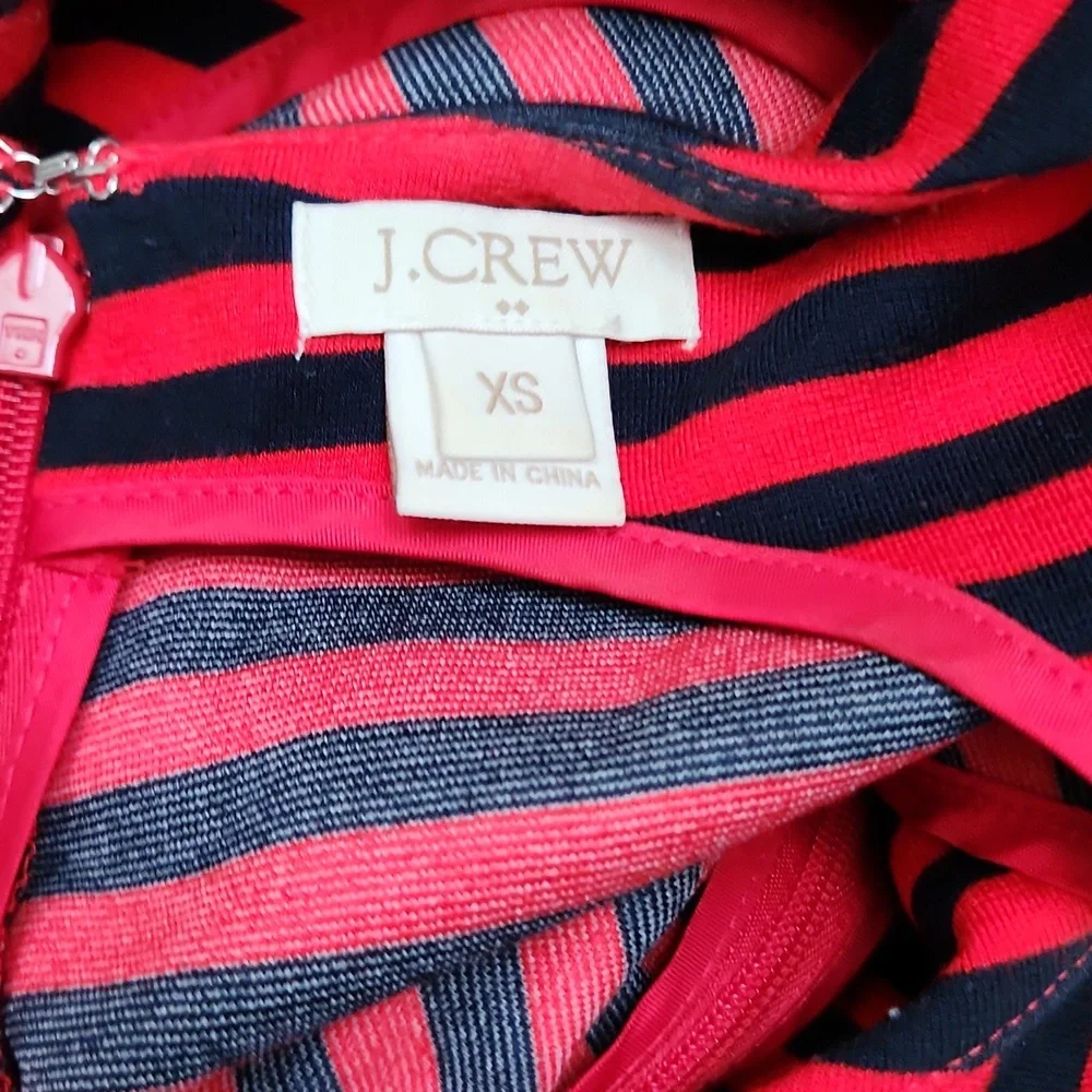 J. Crew size XS sleeveless dress, striped navy/ red - Picture 9 of 12